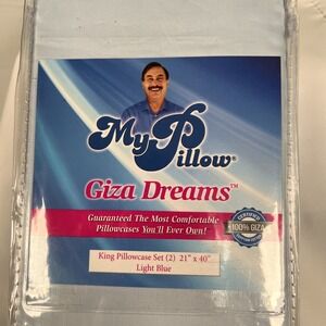New- My Pillow Giza Dreams Light Blue king pillow case  2 pc set 21"× 40"